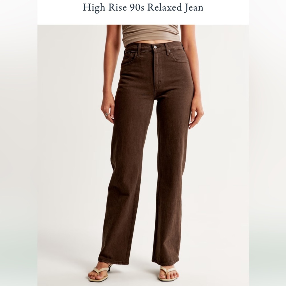 NWT Abercrombie High Rise 90’s Relaxed Jeans Dark Brown